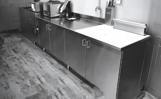 Stainless steel cabinets and commercial shelving