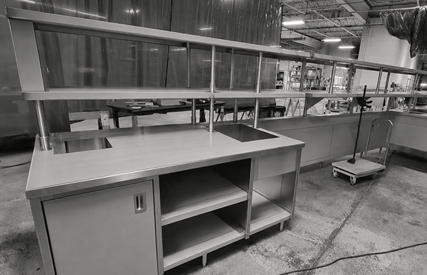 Stainless steel compartment table