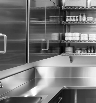 Stainless steel fabrication floor and equipment