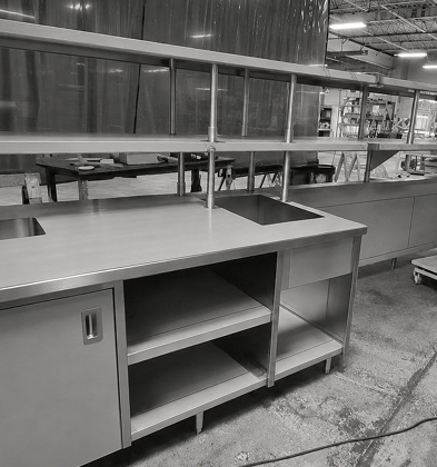 Stainless steel compartment table