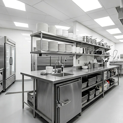 Stainless steel commercial worktable with sink